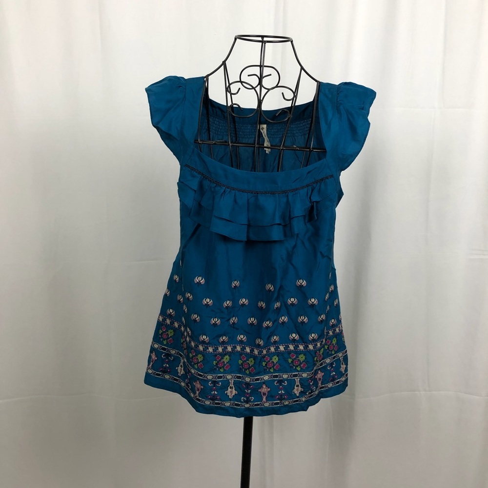 Anthropologie Floreat silk embroidered top 2